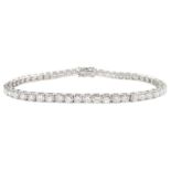 18ct white gold round brilliant cut diamond line bracelet