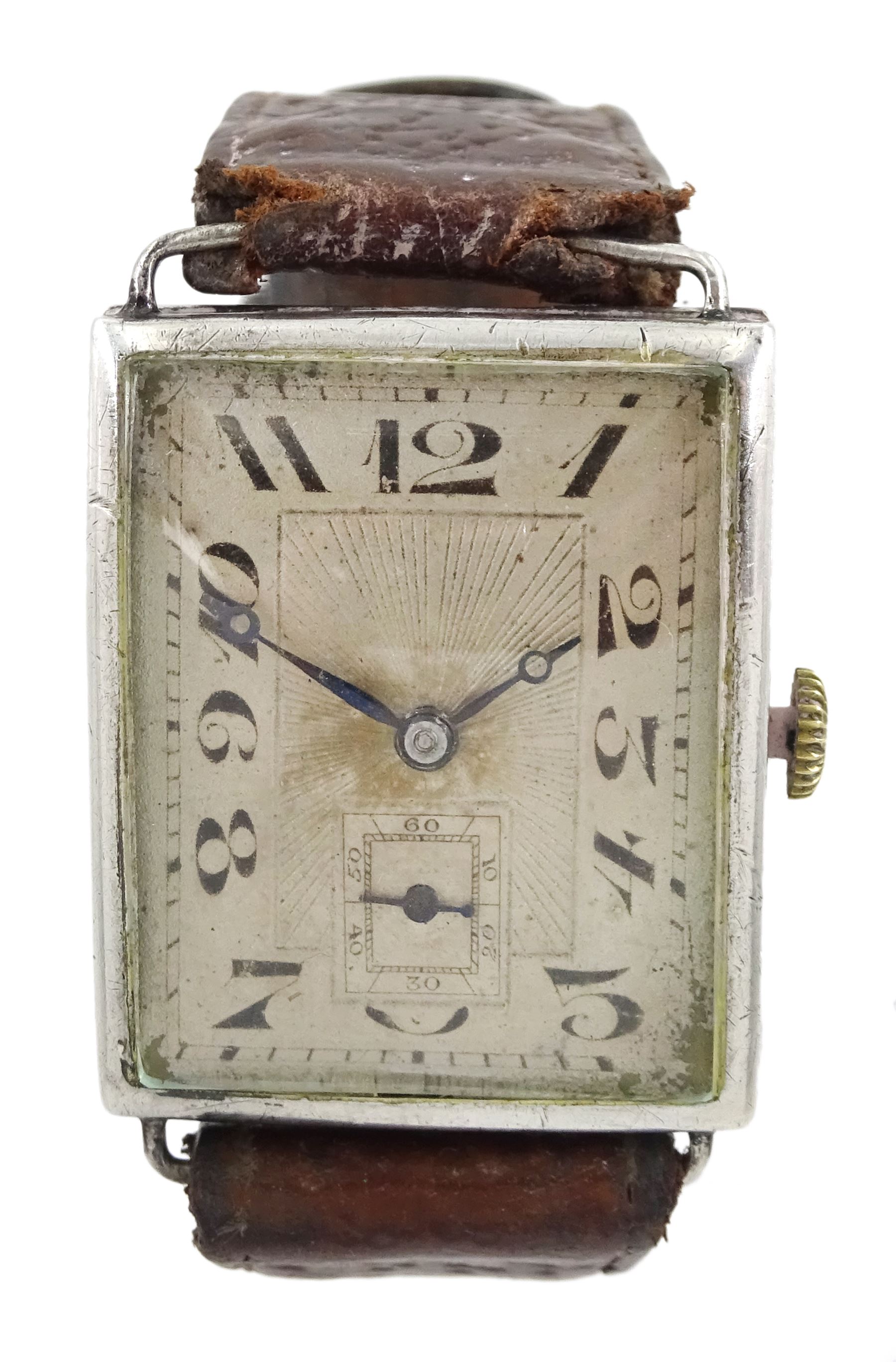 Early 20th century gentleman's silver rectangular manual wind wristwatch