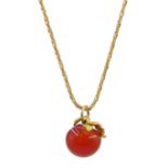 9ct gold orange agate apple pendant necklace