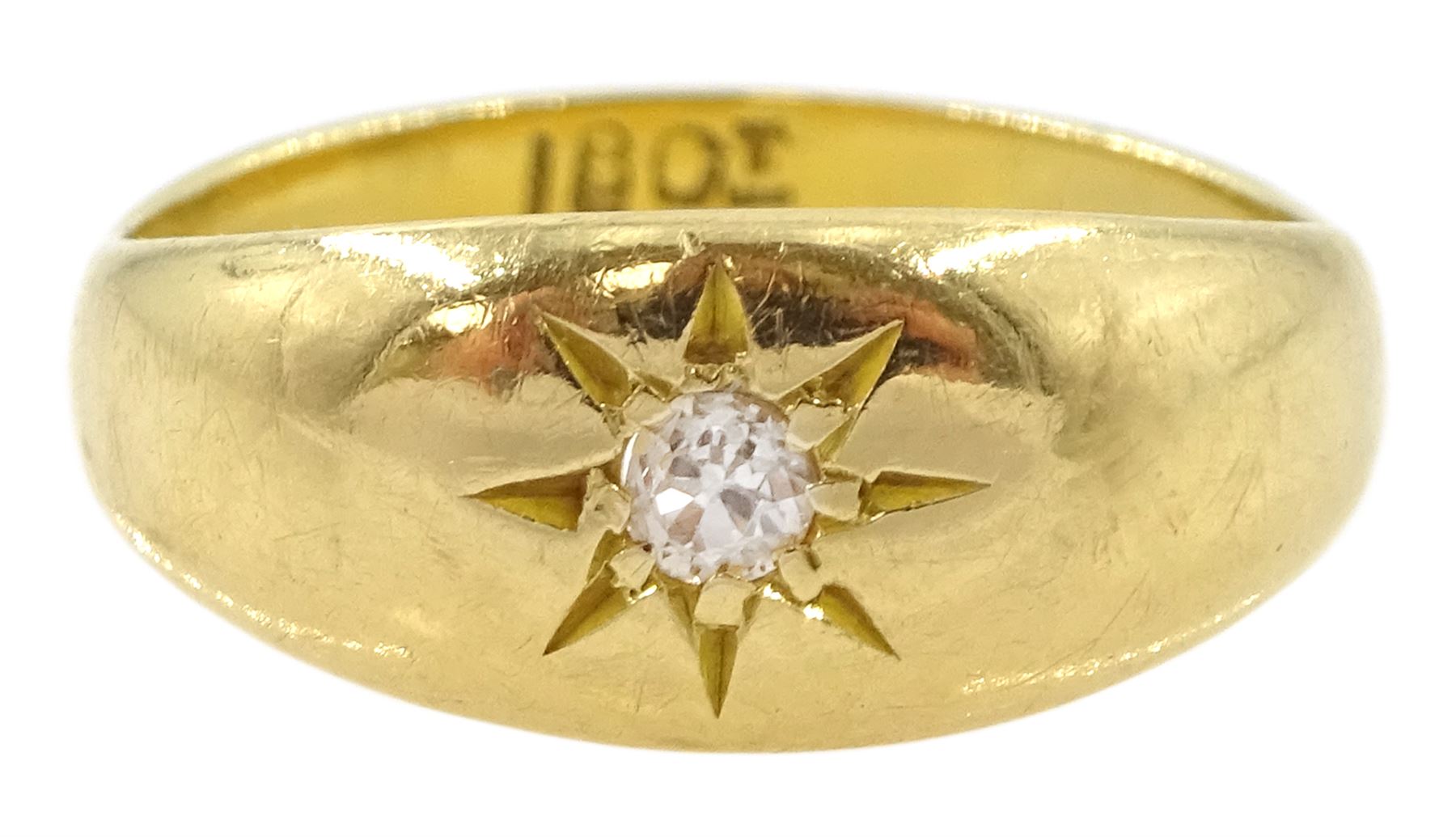 Victorian gold gypsy set single stone old cut diamond ring