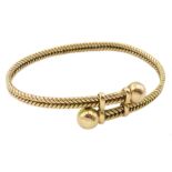 Early 20th century 15ct gold twist bangle with bead terminals