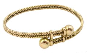 Early 20th century 15ct gold twist bangle with bead terminals