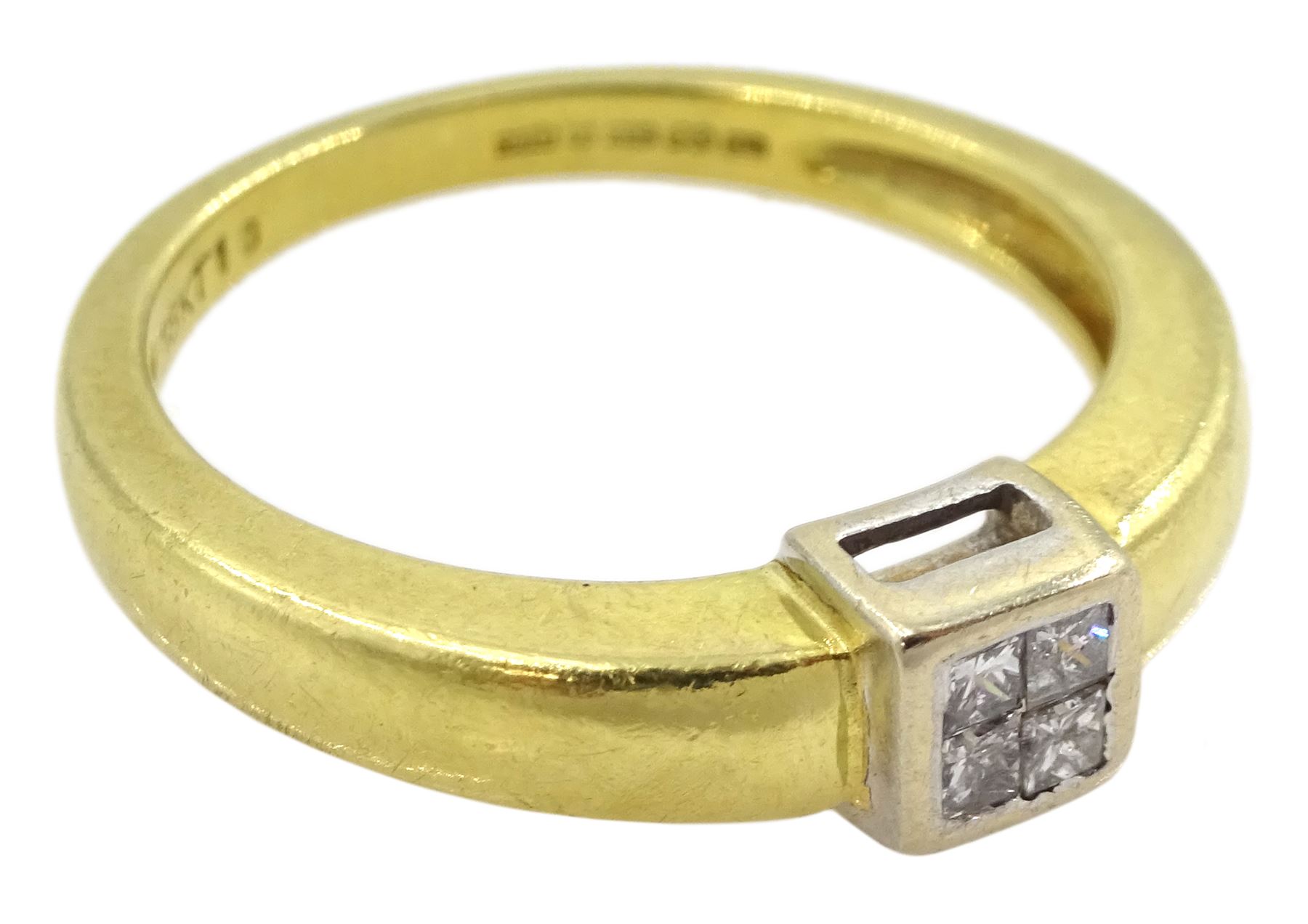 18ct gold four stone princess cut diamond ring - Image 3 of 4