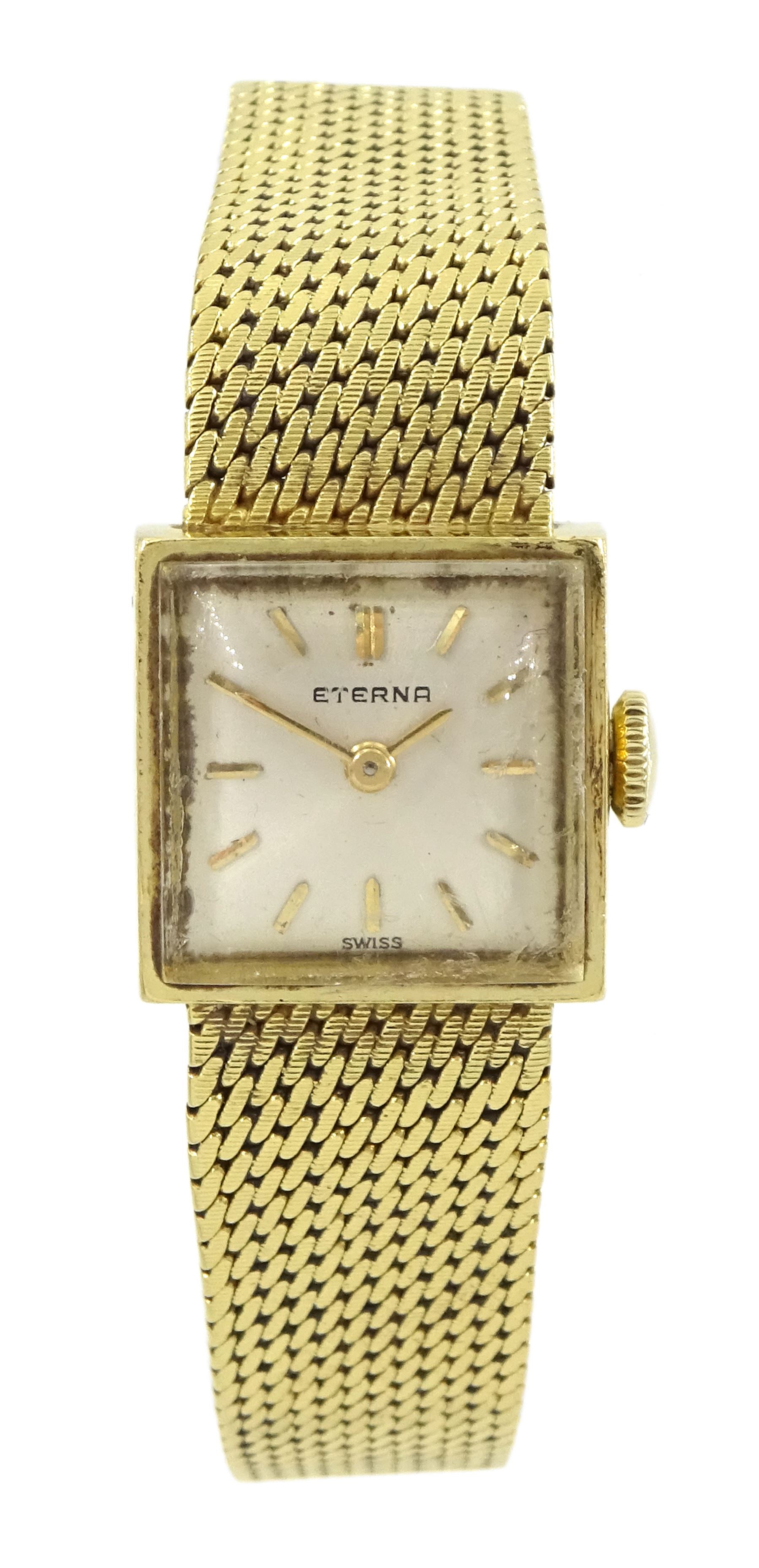 Eterna 18ct gold ladies manual wind bracelet wristwatch