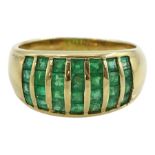 9ct gold calibre cut emerald curved ring