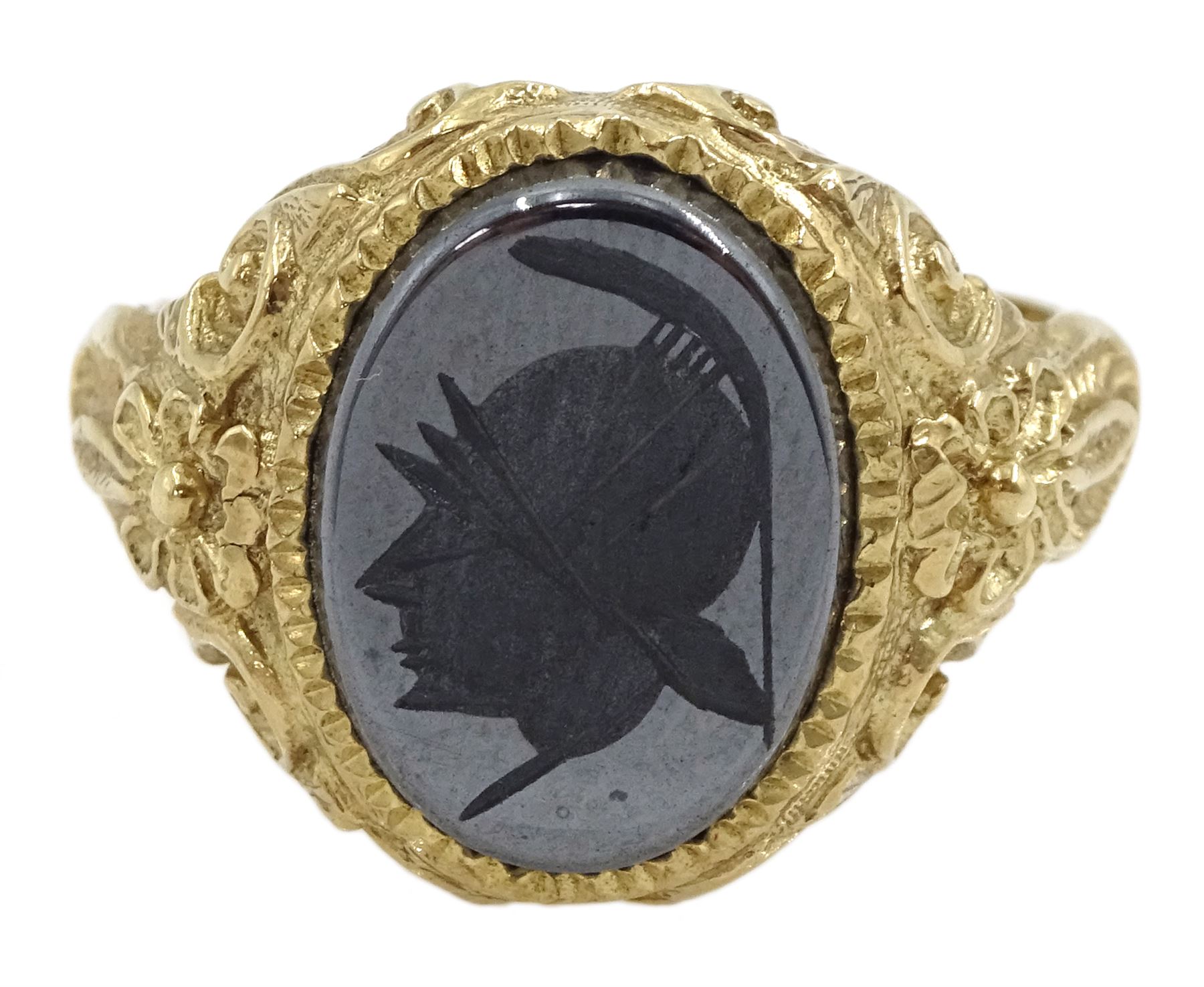 9ct gold hematite intaglio ring