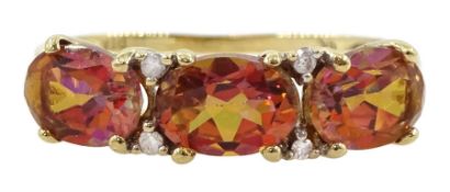 9ct gold three stone azotic topaz ring