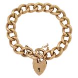 Early 20th century 9ct rose gold textured and polished link bracelet