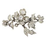 Victorian gold and silver diamond flower spray brooch