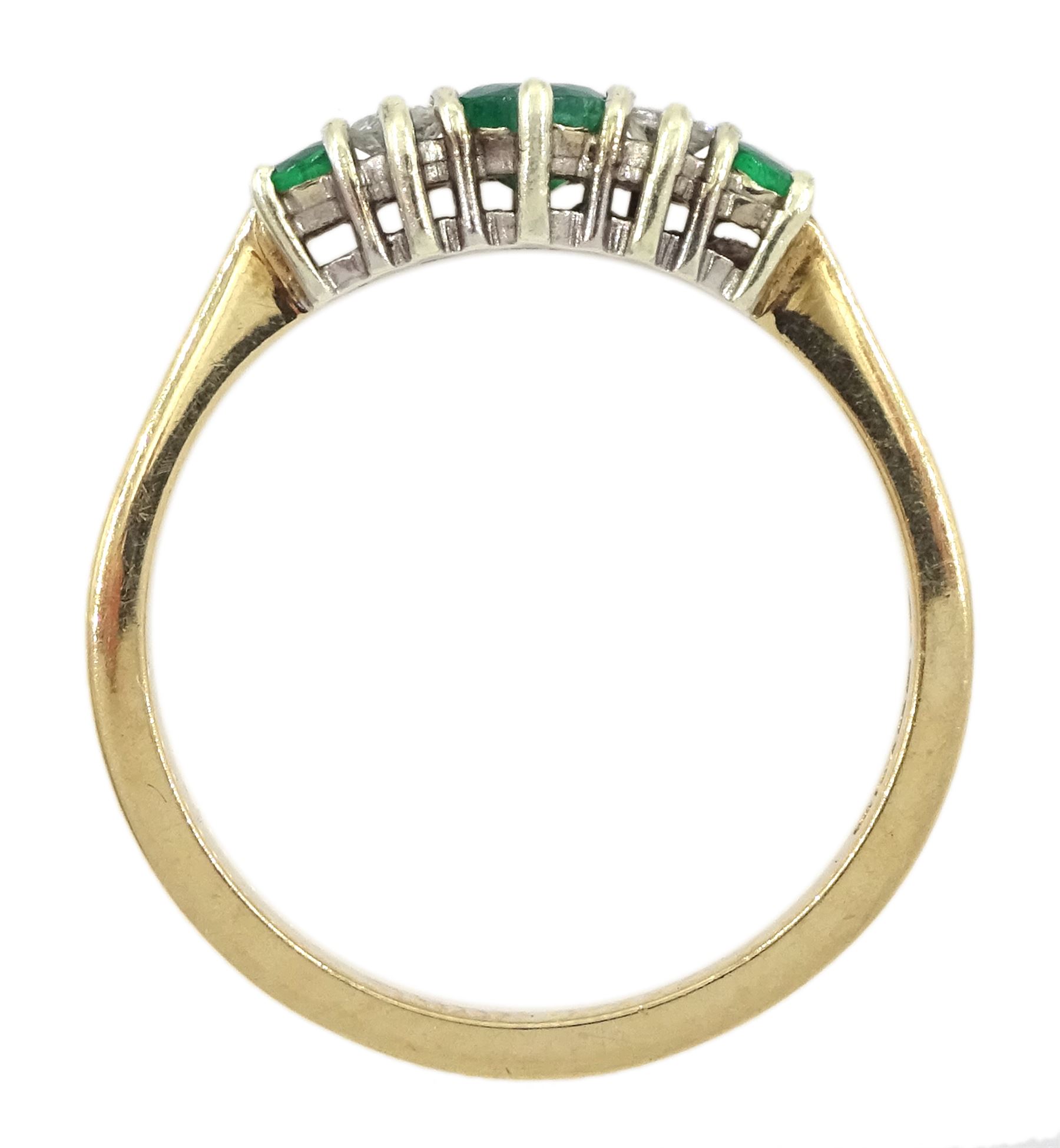 9ct gold five stone round emerald and diamond ring - Image 4 of 4