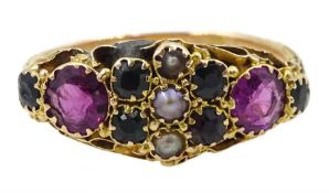 Victorian gold multi gemstone set ring