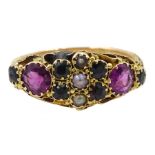 Victorian gold multi gemstone set ring