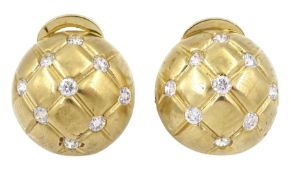 Pair of 9ct gold cubic zirconia quilted dome shaped stud earrings