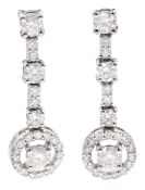 Pair of 18ct white gold round brilliant cut diamond pendant stud earrings