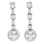 Pair of 18ct white gold round brilliant cut diamond pendant stud earrings