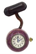 Ibex Watch Company silver guilloche purple enamel manual wind ball watch
