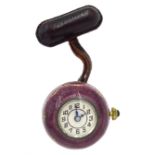 Ibex Watch Company silver guilloche purple enamel manual wind ball watch