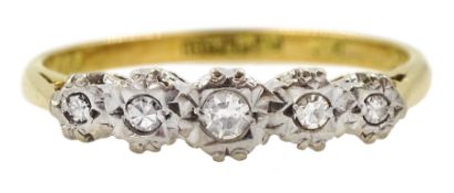 18ct gold illusion set five stone diamond ring