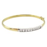 9ct white and yellow gold nine stone cubic zirconia bangle