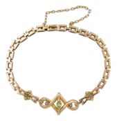 Early 20th century 9ct rose gold peridot
