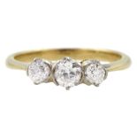 Early 20th century 9ct gold three stone old cut diamond ring