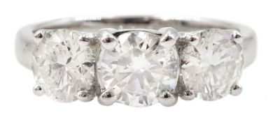 18ct white gold three stone round brilliant cut diamond ring