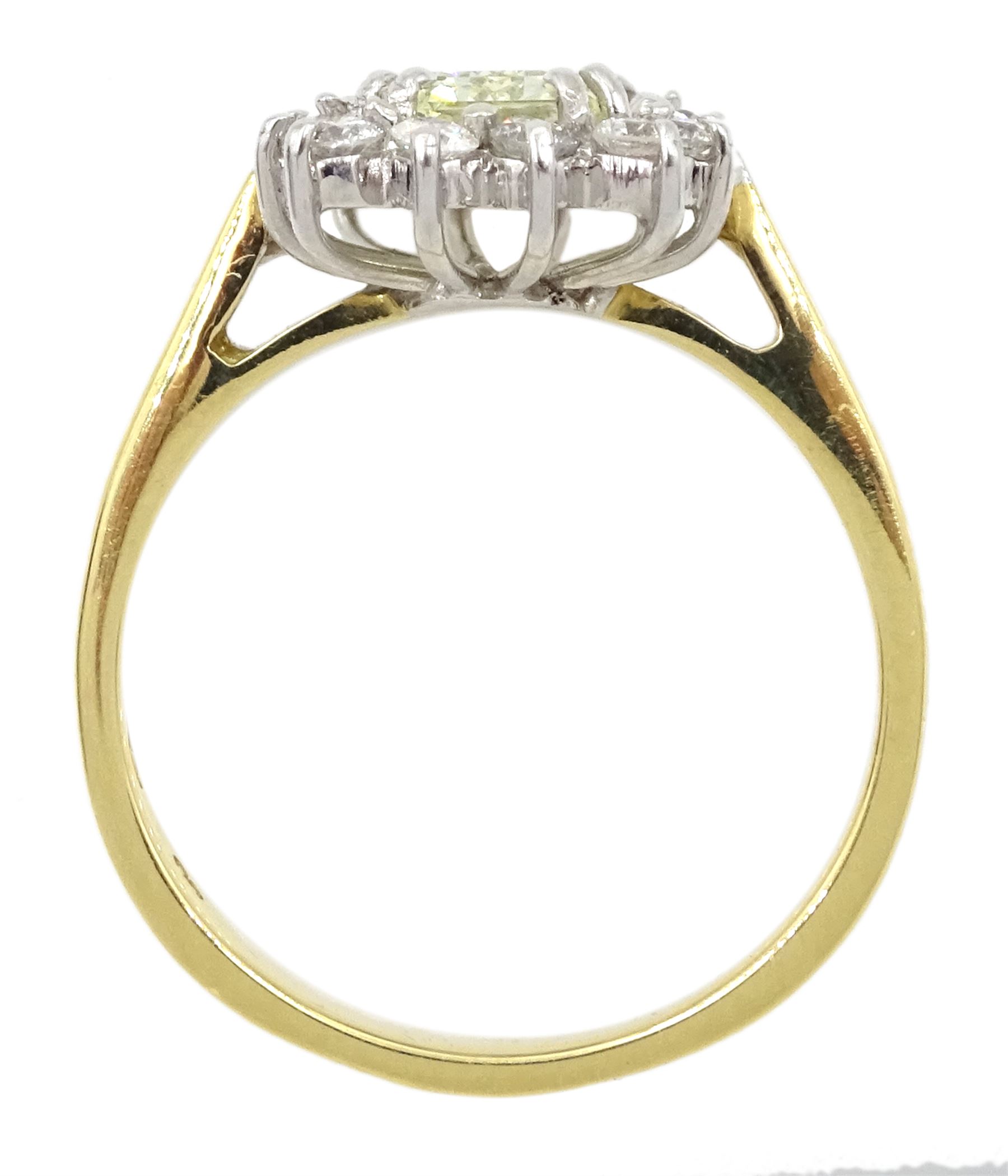 18ct gold emerald cut fancy yellow diamond and round brilliant cut diamond cluster ring - Image 4 of 4