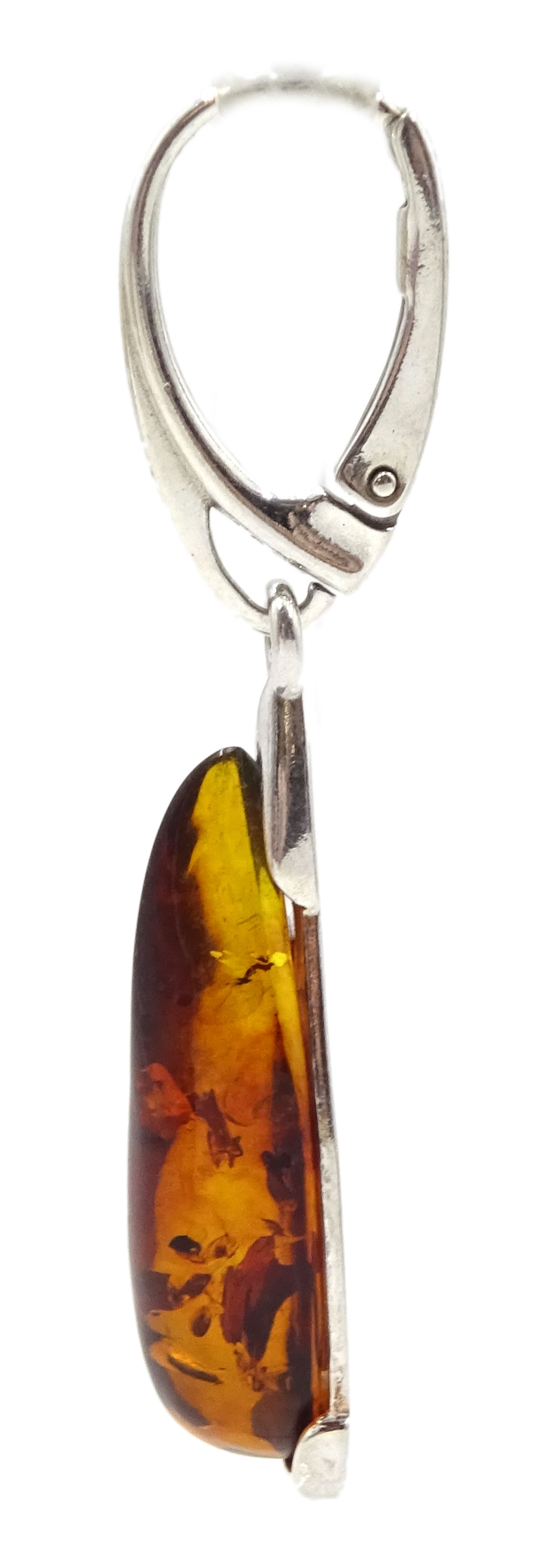 Pair of silver Baltic amber pendant earrings - Image 2 of 2