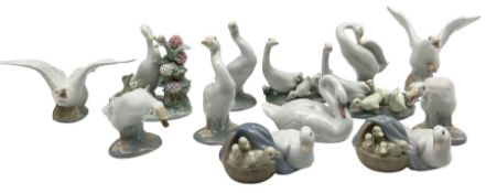 Group of Lladro Geese and Gosling groups