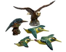 Set of three Beswick graduated kingfisher wall plaques