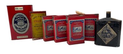 Eight Curtis's and Harvey's tin gunpowder canisters including 'The Diamond Grain Gunpowder No. 2'