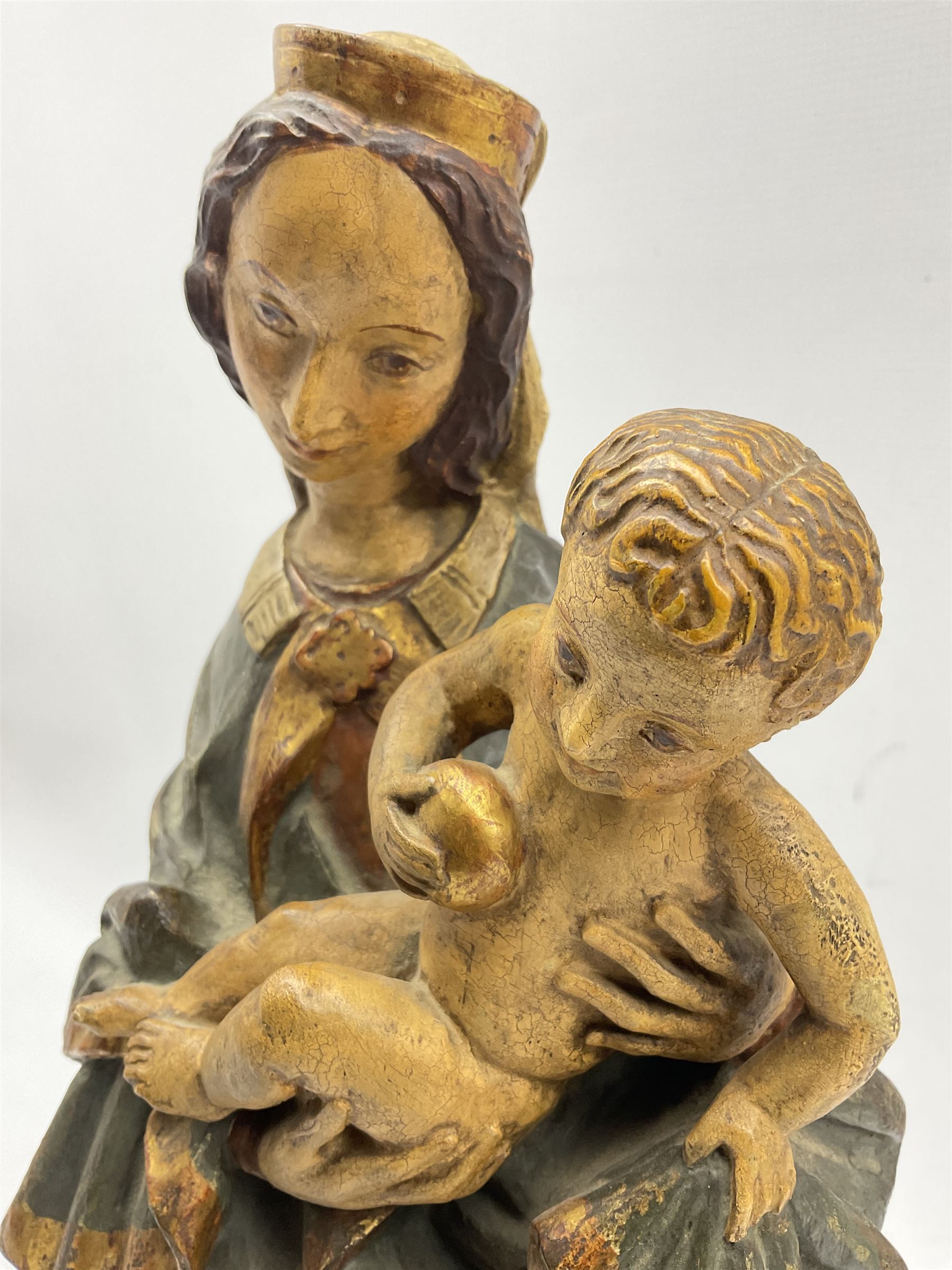 Wooden carved Madonna and Child H48cm - Image 2 of 3