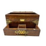 Late Victorian oak and brass bound smokers box