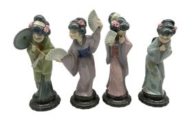 Set of four Lladro Geisha Girls: Oriental Spring