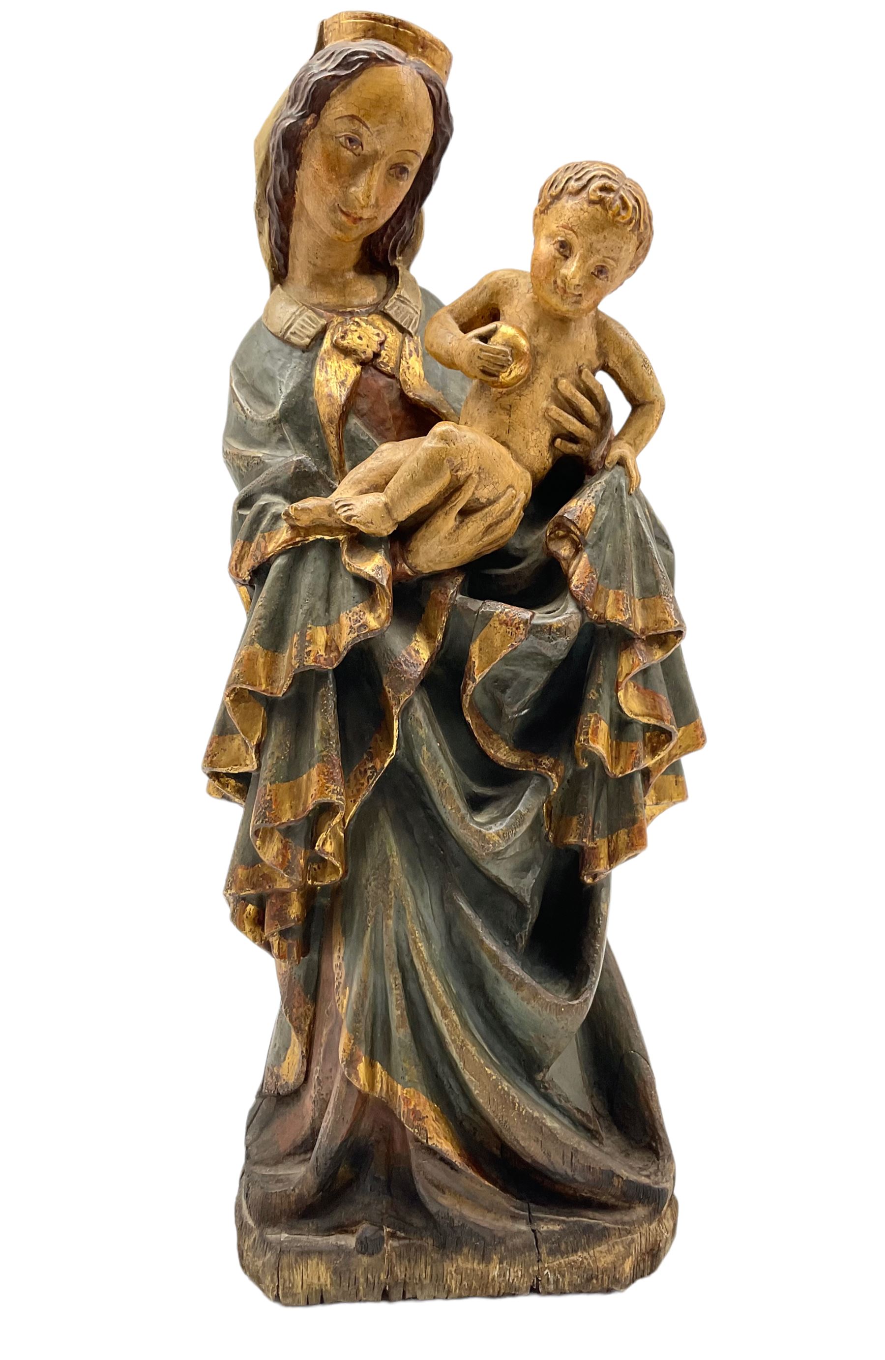 Wooden carved Madonna and Child H48cm