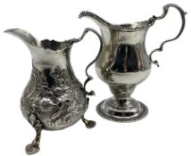 Early George III silver baluster cream jug with C scroll handle H11cm