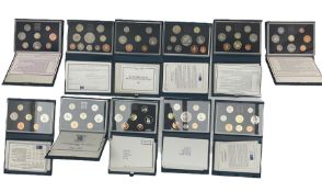 Eleven The Royal Mint United Kingdom proof coin collections