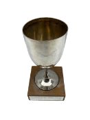 Silver trophy 'The Duke of Wellington's Regt.West Riding Btn Trophy' H24cm on wooden plinth Sheffiel