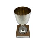 Silver trophy 'The Duke of Wellington's Regt.West Riding Btn Trophy' H24cm on wooden plinth Sheffiel