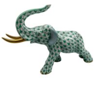 Herend green fishnet Elephant