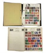 Two stamp albums and contents of World and GB stamps including Penny Black and some loose stamps