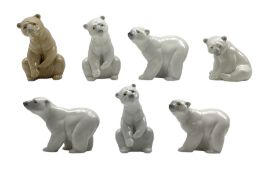 Group of seven Lladro Polar Bears