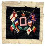 WWII embroidered memorial panel 'In Memory of my Service in China 192..'