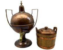 Victorian copper and brass tea urn