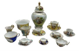 Collection of Continental porcelain to include an Augustus Rex type quatrefoil cup and saucer