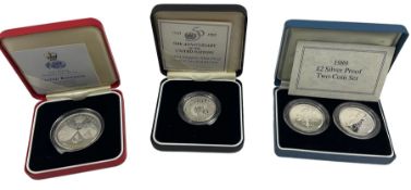 The Royal Mint United Kingdom 1989 silver proof two pound two coin set