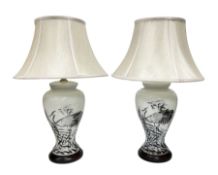 Pair of table lamps of tapering form