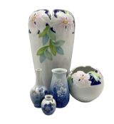 Pair of Royal Copenhagen 'Fleurie' vases designed by Annegrete Halling-Koch with moulded floral tops