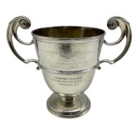 Silver two handled challenge cup 'Cleckheaton E Company Trophy' Duke of Wellington's Regiment presen