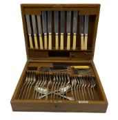 1930's/40's oak canteen of Mappin & Webb silver-plated cutlery